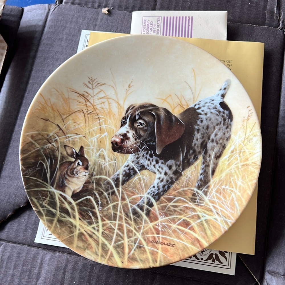 Vintage Edwin M Knowles China “Fritz’s Folly - The German Shorthaired Pointer”
